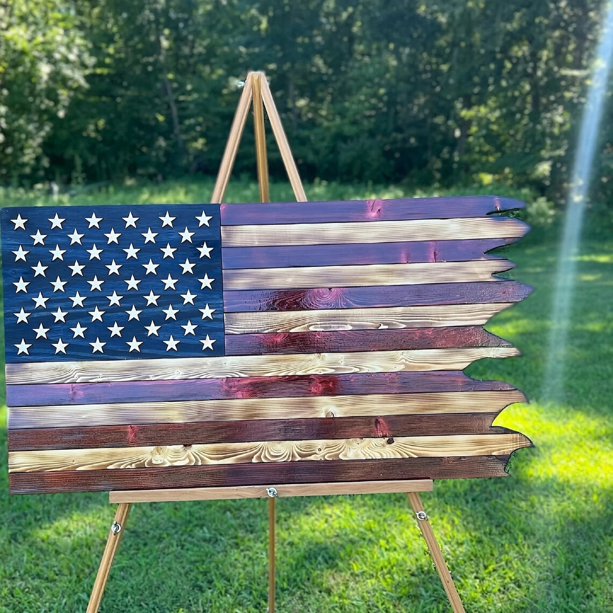 Wooden American Flag Independence Day Wall Decoration for Home Decor