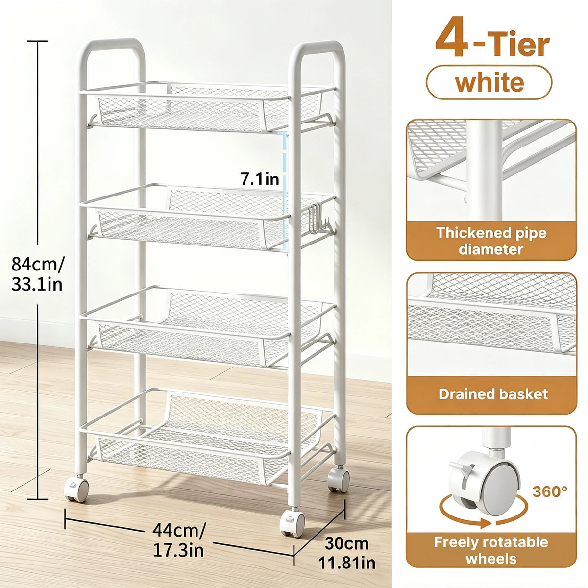 DO DOWIN Metal Mesh Rolling Storage Cart With Wheels for Kitchen Organization