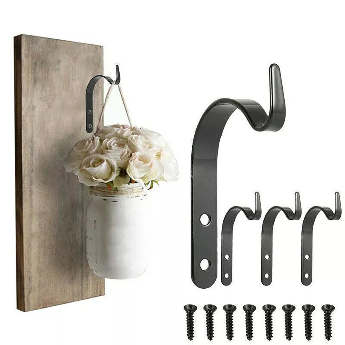 Wrought Iron Wall Hook Brackets for Hanging Plants and Lanterns