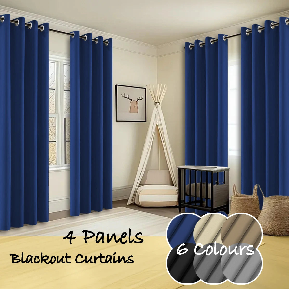 Thermal Insulated Blackout Curtains With Ring Top for Bedroom Windows