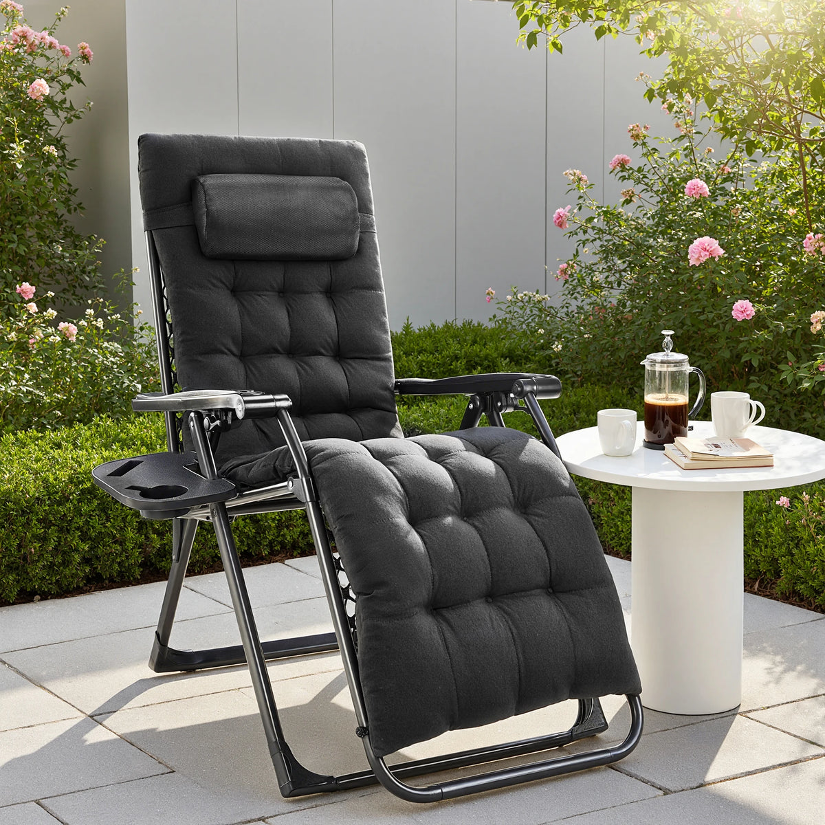 JHK Zero Gravity Portable Outdoor Recliner With Cup Holder