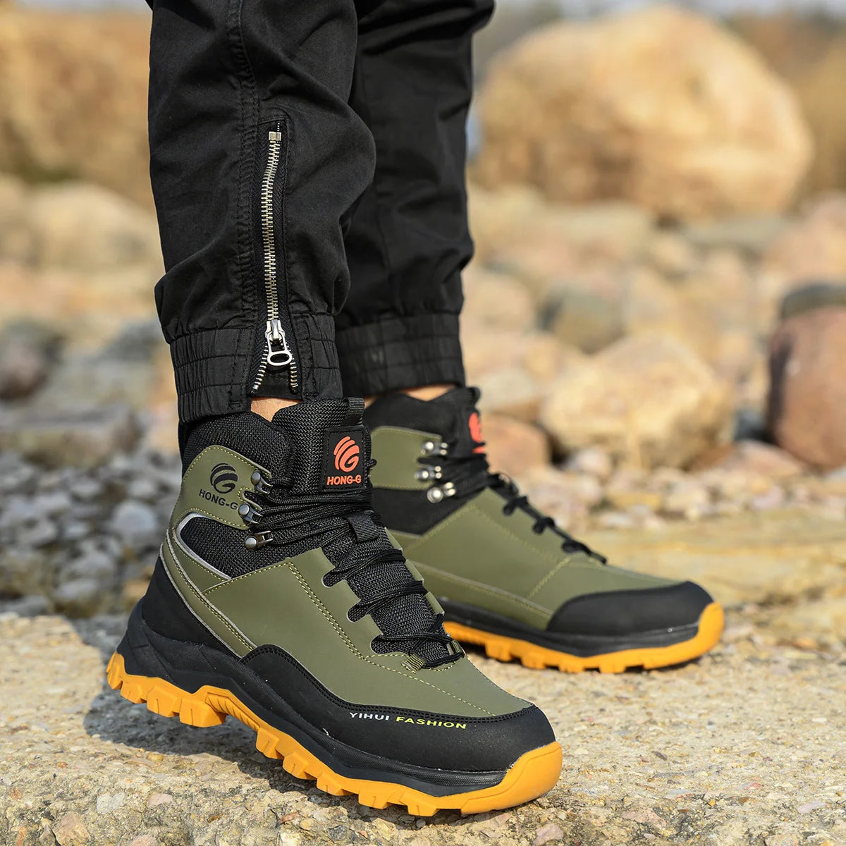 VEIGAR Men's Breathable Steel Toe Anti Puncture Safety Work Boots