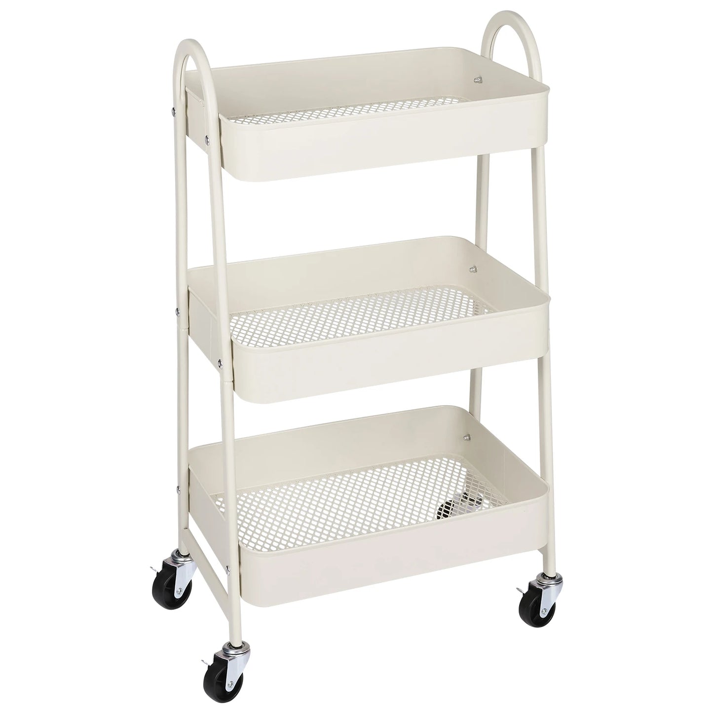 JHK 3 Tier Metal Rolling Storage Cart With Lockable Wheels