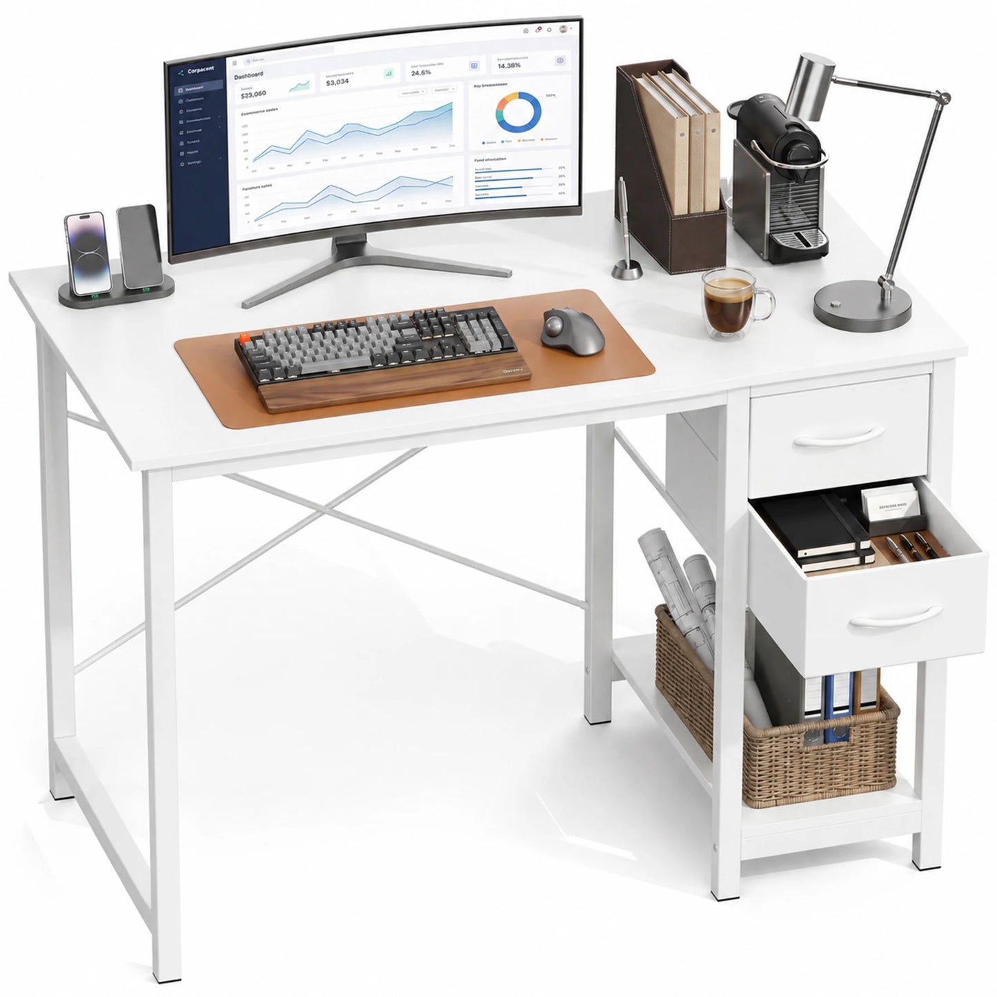 MCQ Ergonomic Standing Office Computer Desk Featuring Storage Drawers