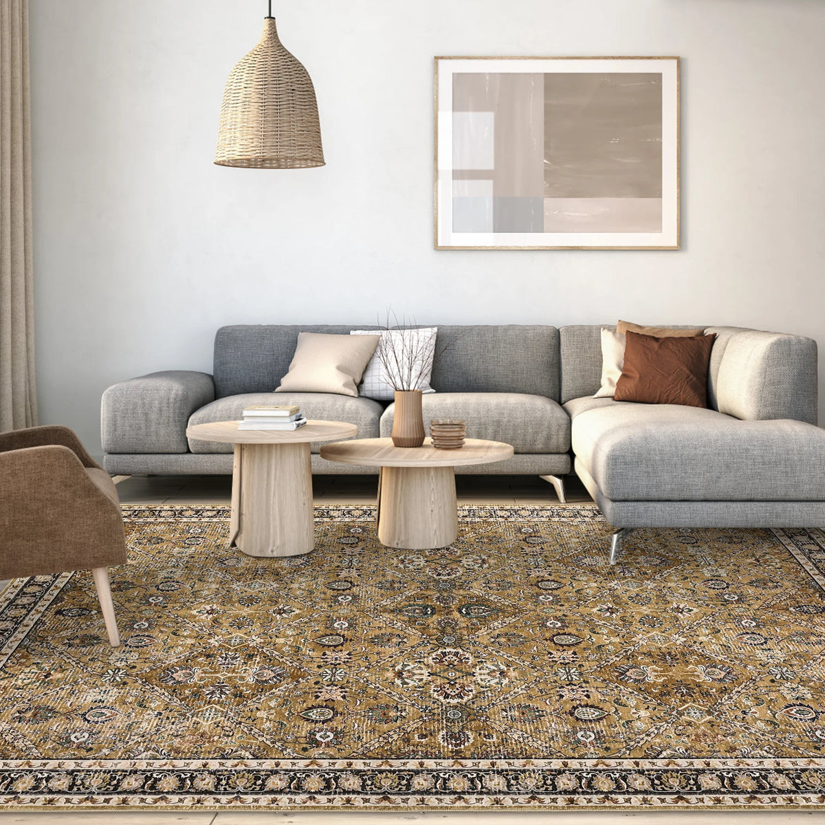 Washable Non Slip Moroccan Trellis Rug for Living Room