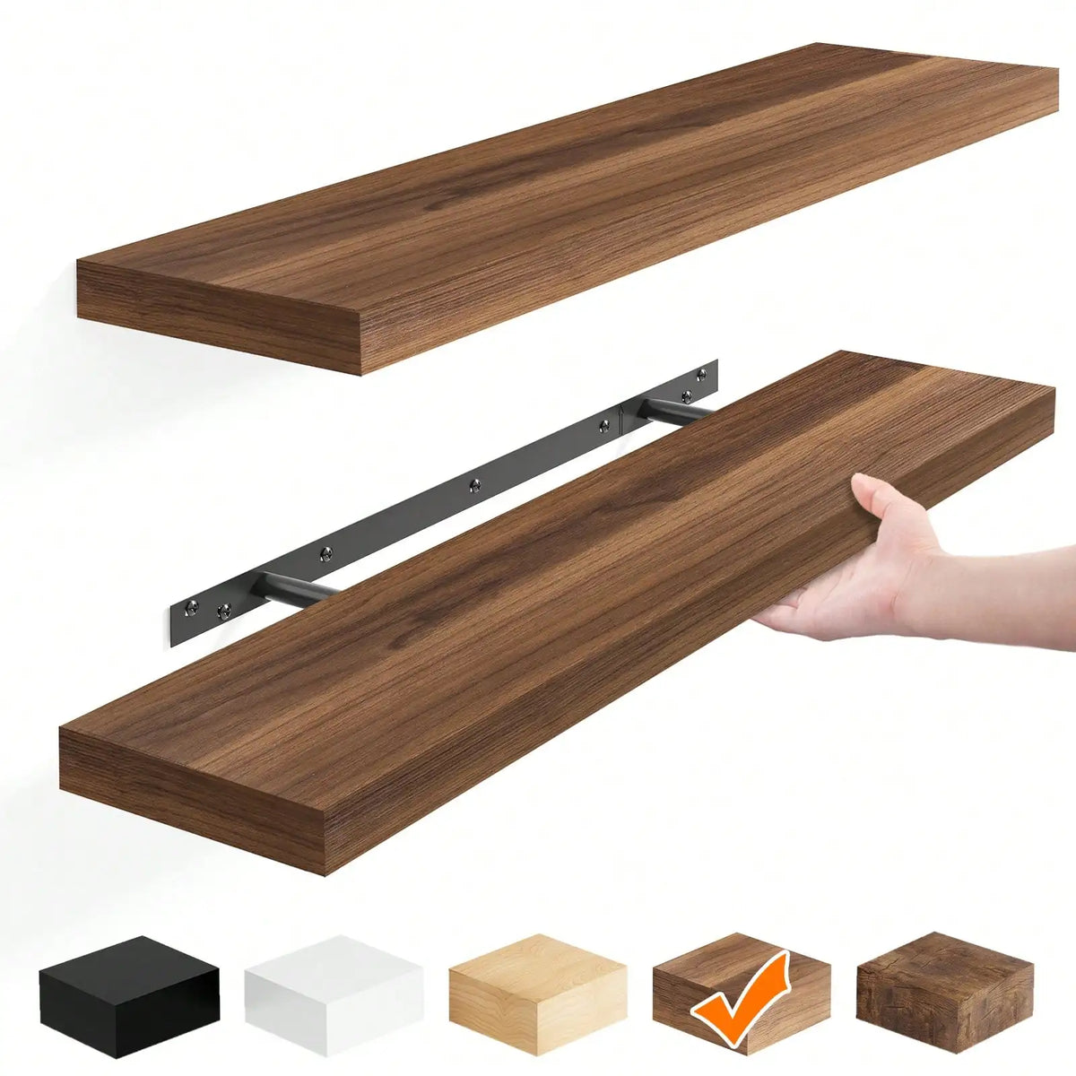 Rustic Floating Wall Shelves Set for Farmhouse Storage and Display