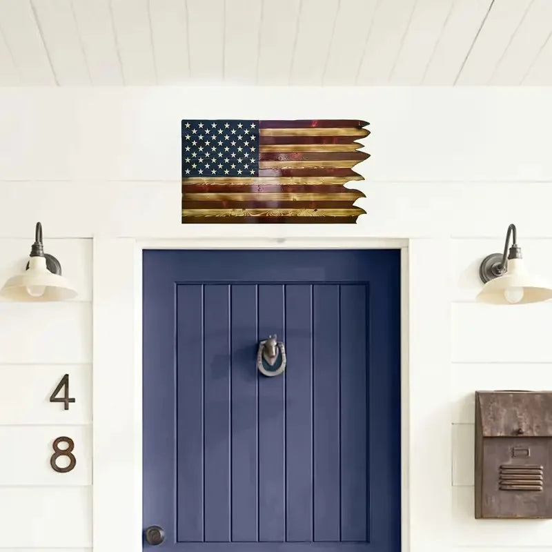 Wooden American Flag Independence Day Wall Decoration for Home Decor