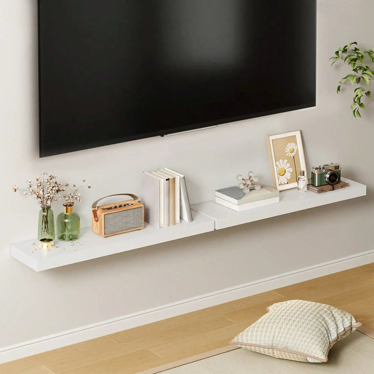 Rustic Floating Wall Shelves Set for Farmhouse Storage and Display