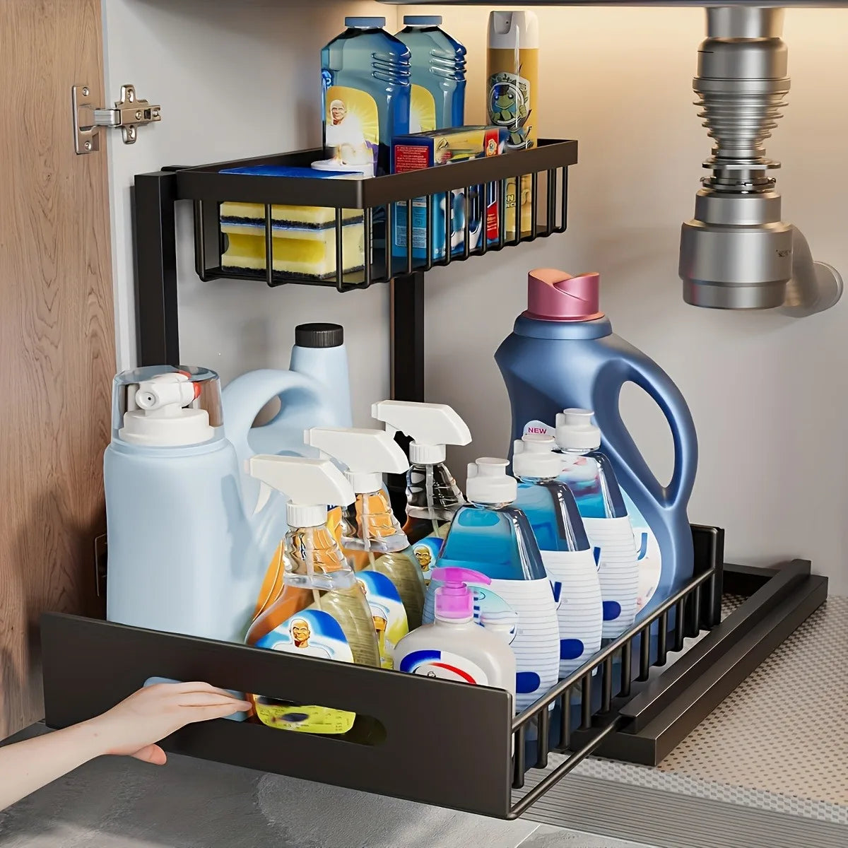 Stainless Steel Sliding Pull-out Kitchen Cabinet Sorting Rack