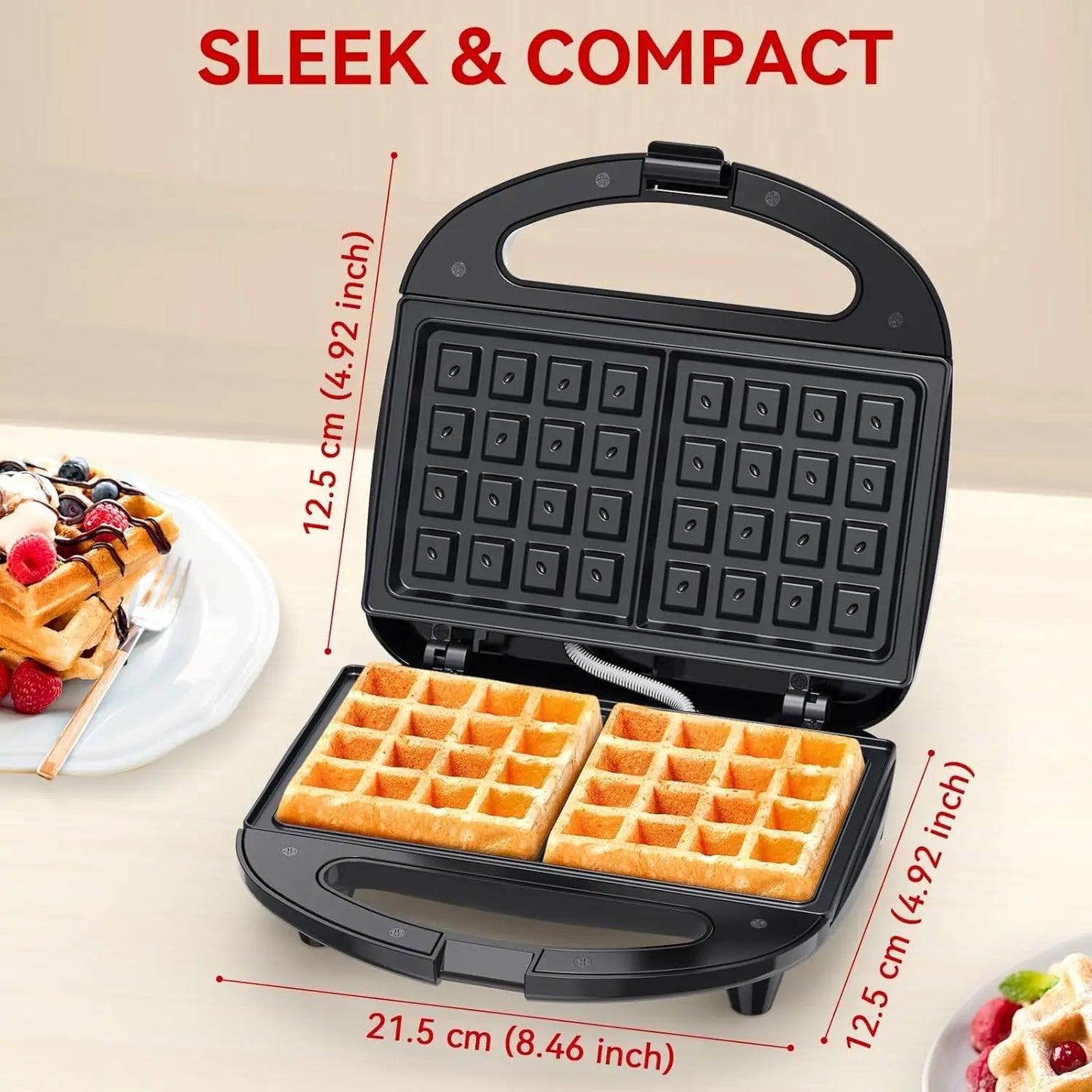 Yashe 2 Slice Waffle Maker With Non Stick Plates