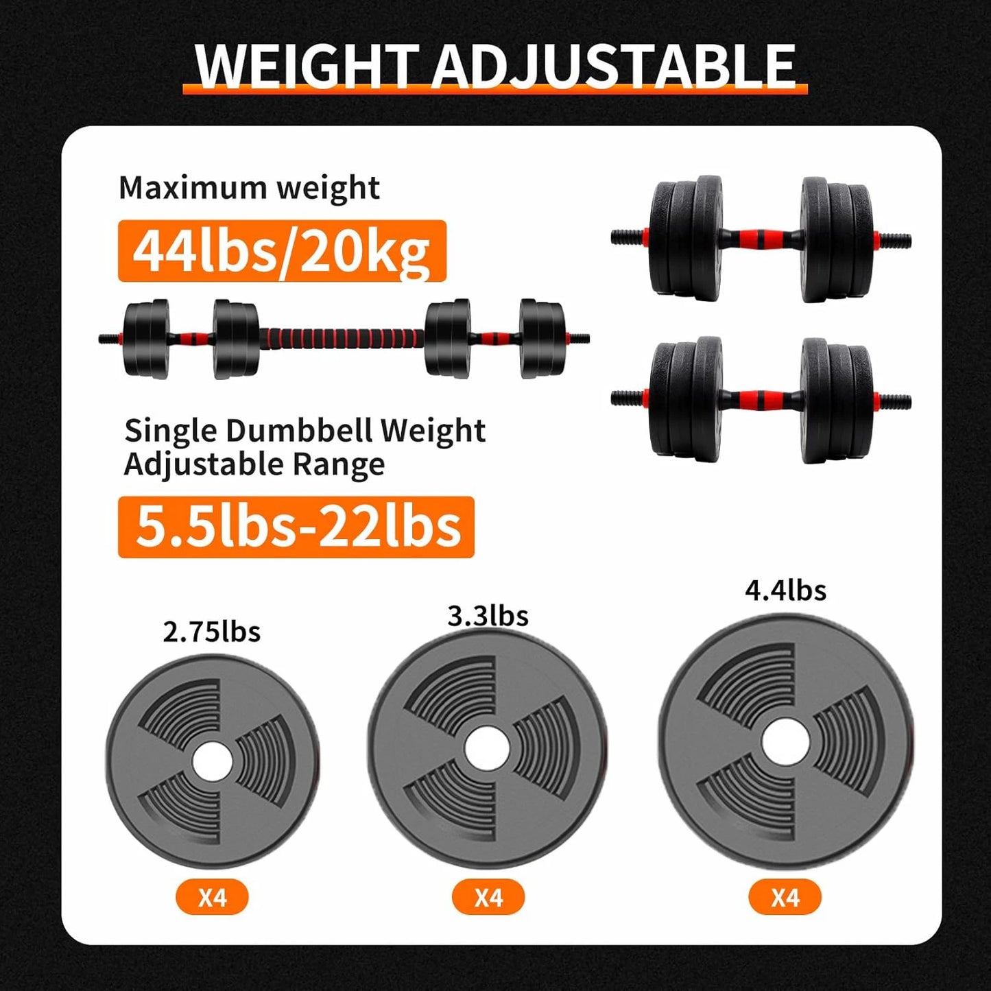 Adjustable Dumbbell Barbell Set For Home Gym Strength Training