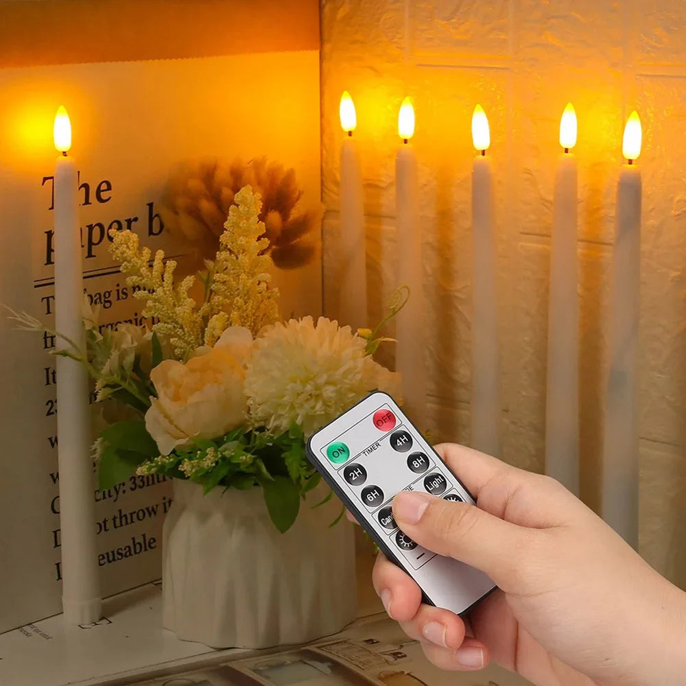 Flameless Led Taper Candles With Remote Timer And Home Decor