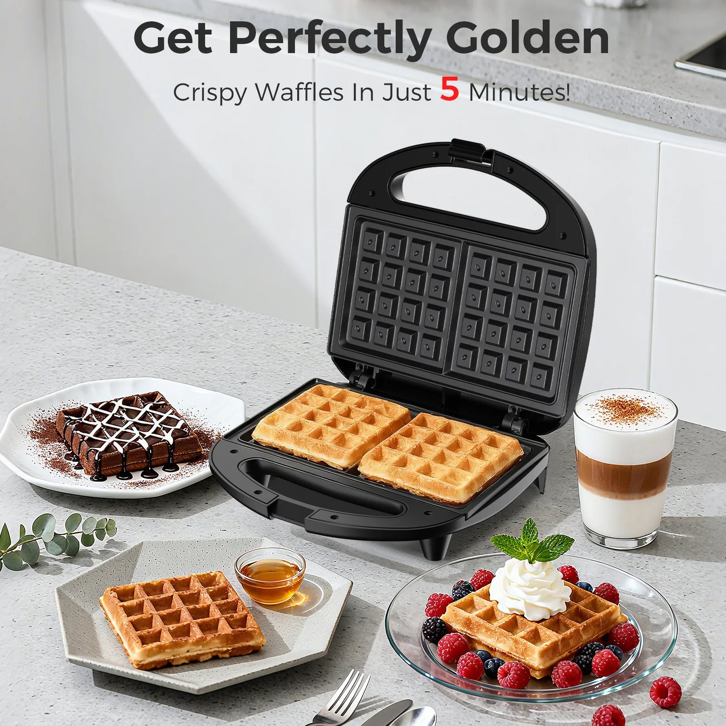 Yashe 2 Slice Waffle Maker With Non Stick Plates