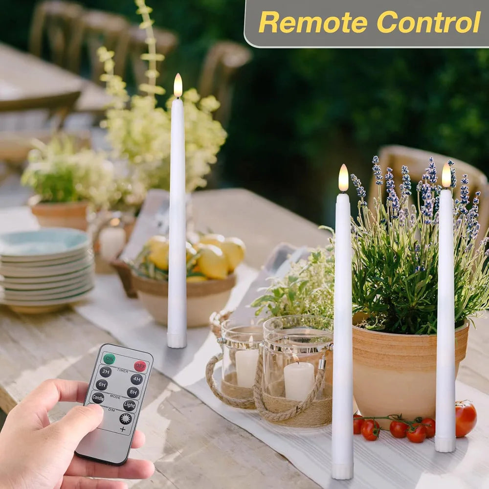 Flameless Led Taper Candles With Remote Timer And Home Decor