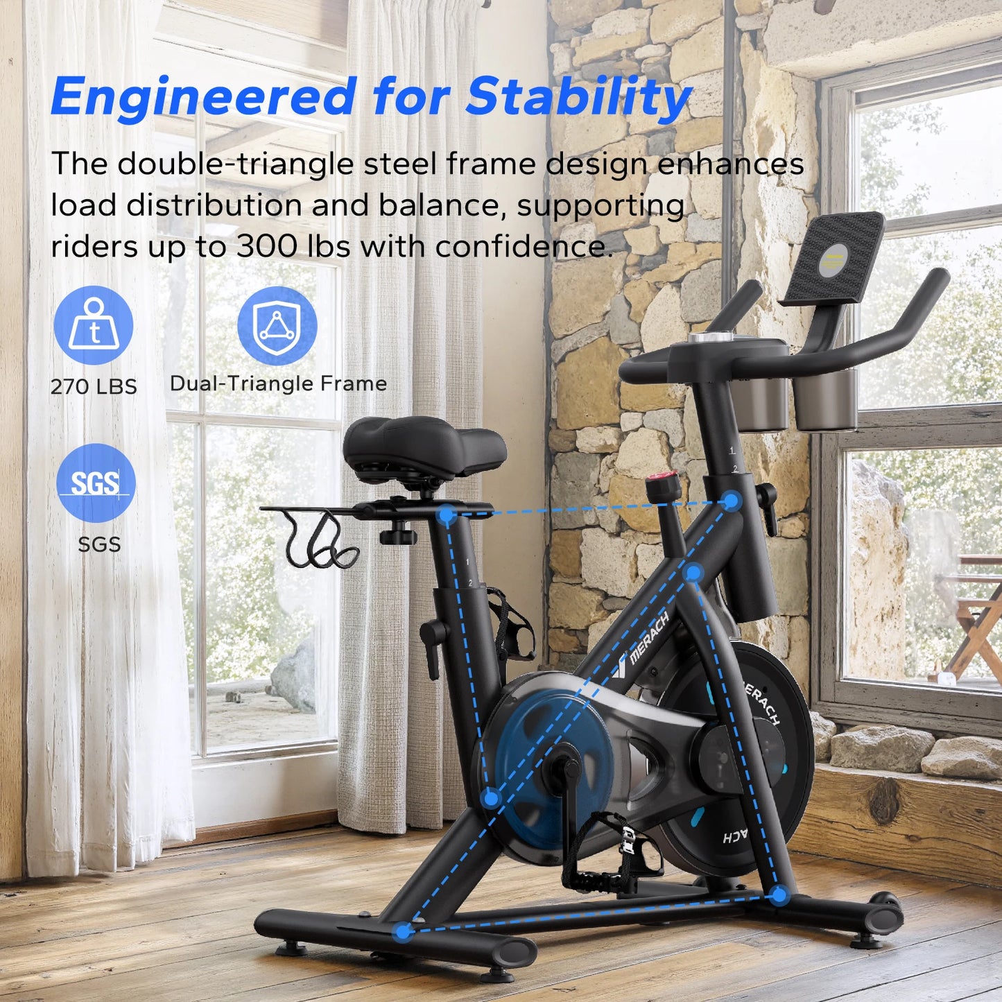 Merach Magnetic Stationary Exercise Bike With Bluetooth