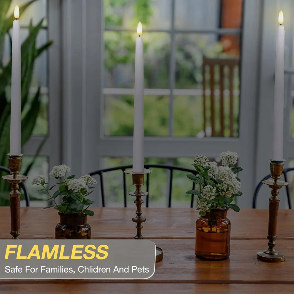 Flameless Led Taper Candles With Remote Timer And Home Decor