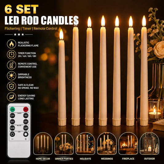 Flameless Led Taper Candles With Remote Timer And Home Decor
