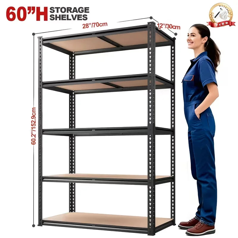 Heavy Duty Metal Storage Rack Adjustable Height Industrial Shelving Unit