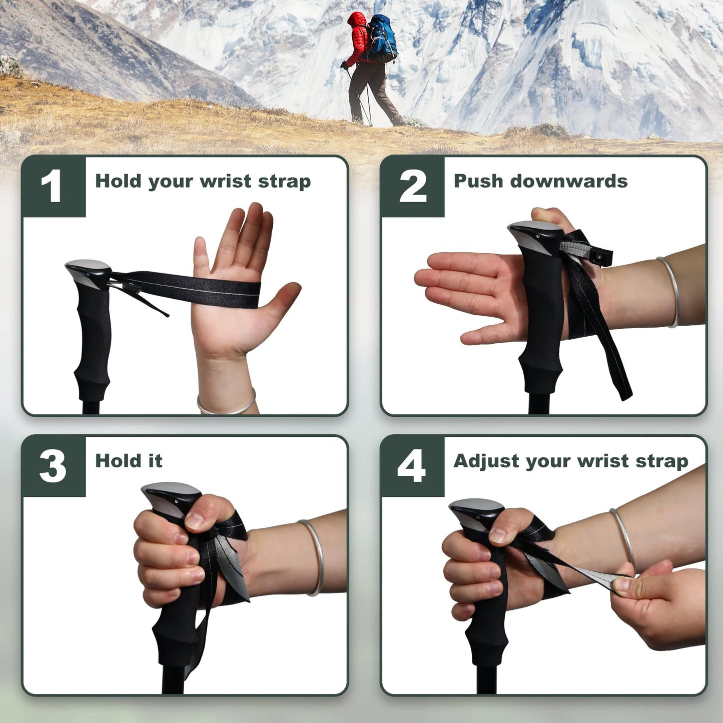 Ultralight Aluminum Alloy Folding Trekking Pole For Hiking And Mountaineering