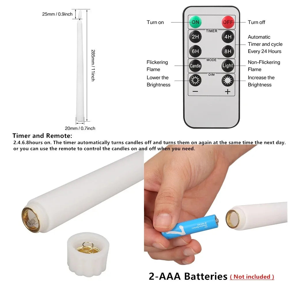 Flameless Led Taper Candles With Remote Timer And Home Decor