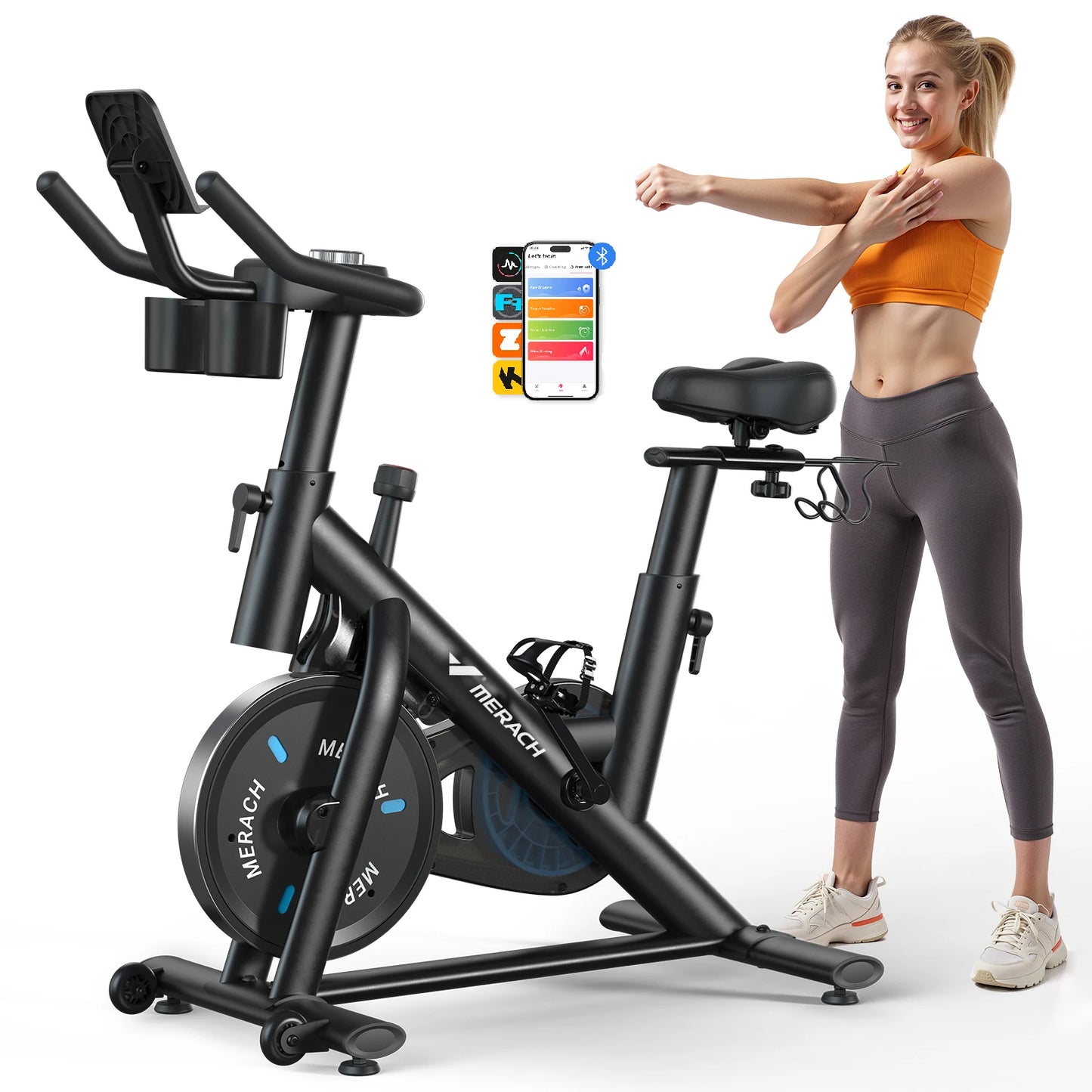 Merach Magnetic Stationary Exercise Bike With Bluetooth