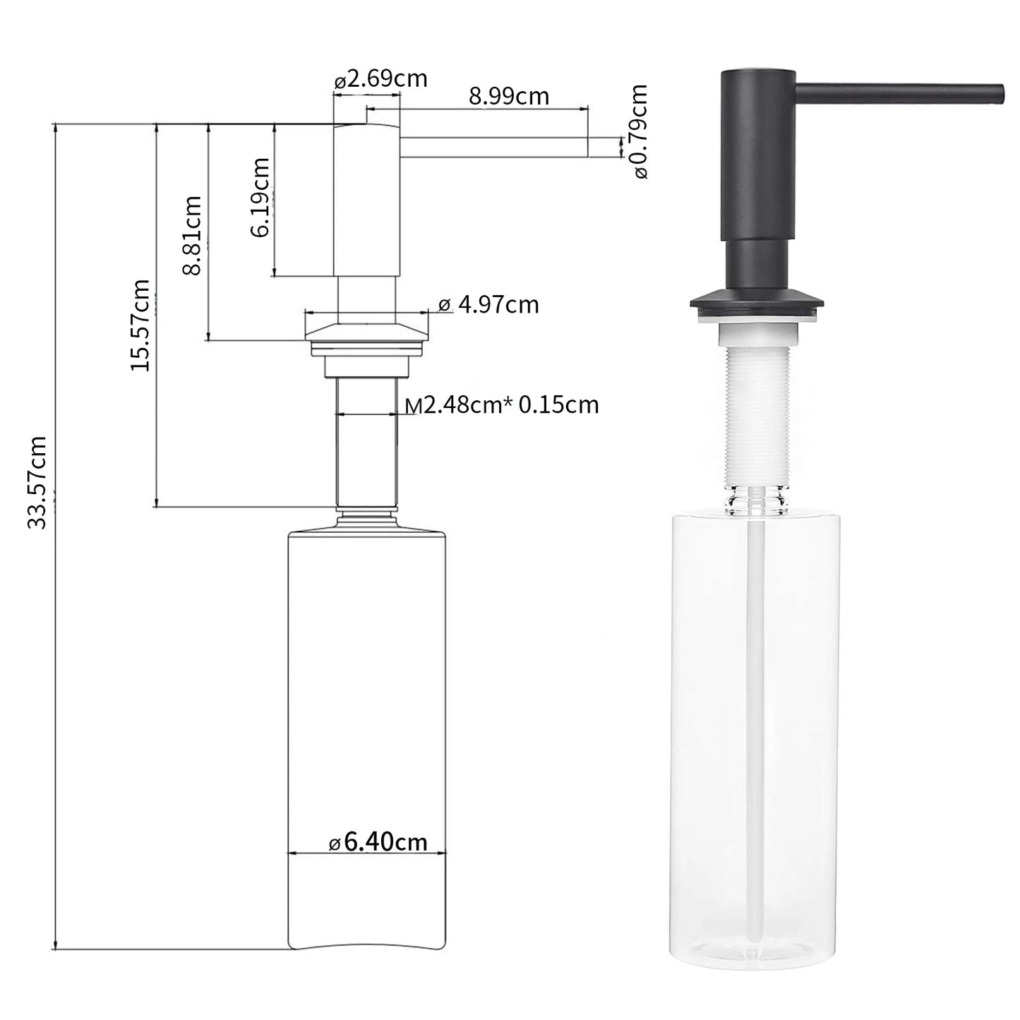 Brass Pump Liquid Soap Dispenser for Kitchen Countertops