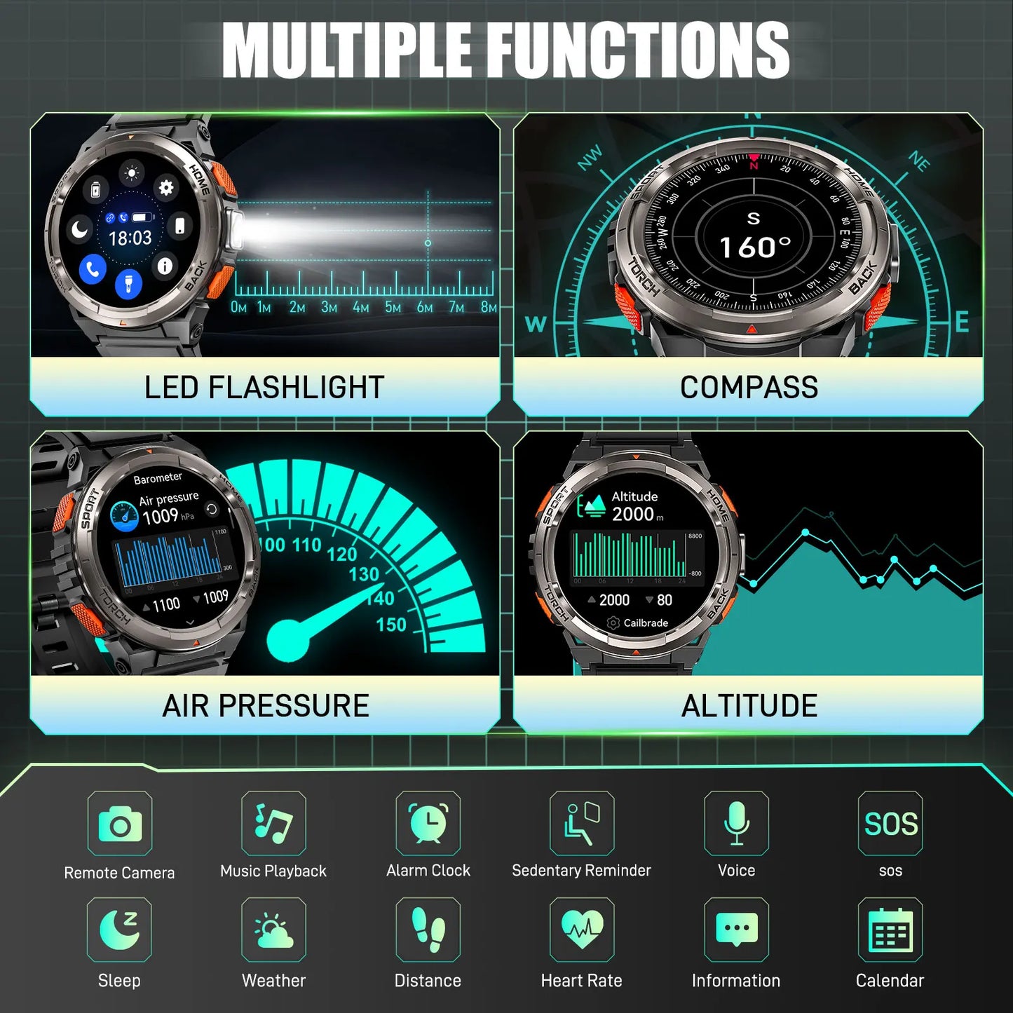 EIGIIS KE5 Smart Watch With Waterproof Sports Tracker And Compass