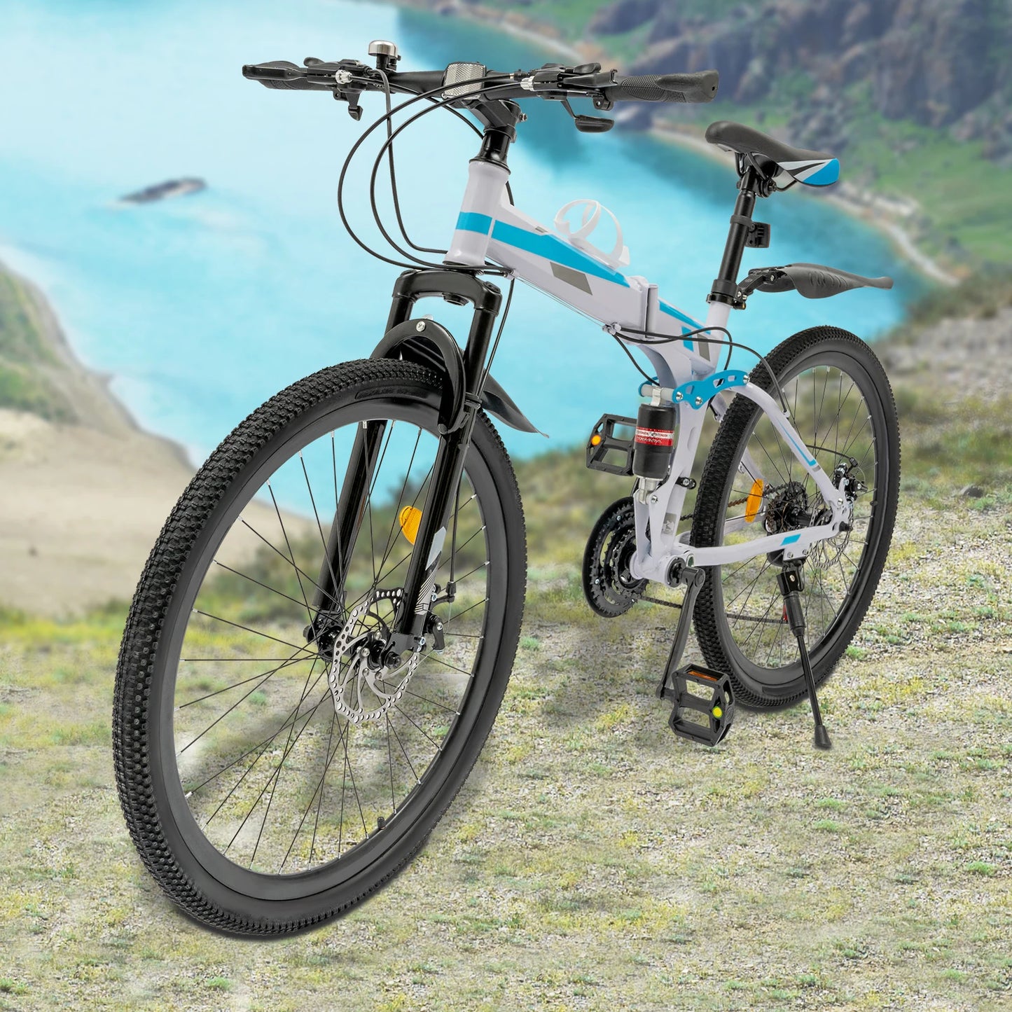 Folding Mountain Bike 21 Speed Steel Dual Disc Brakes