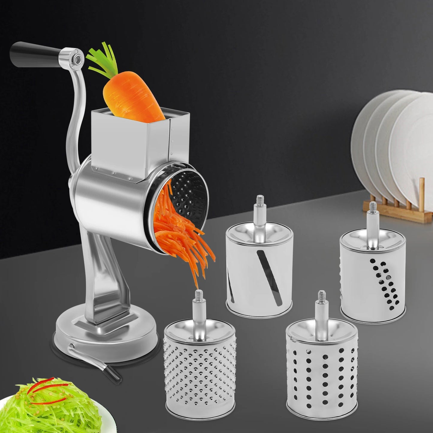 Five Blade Stainless Steel Rotary Grater For Vegetables