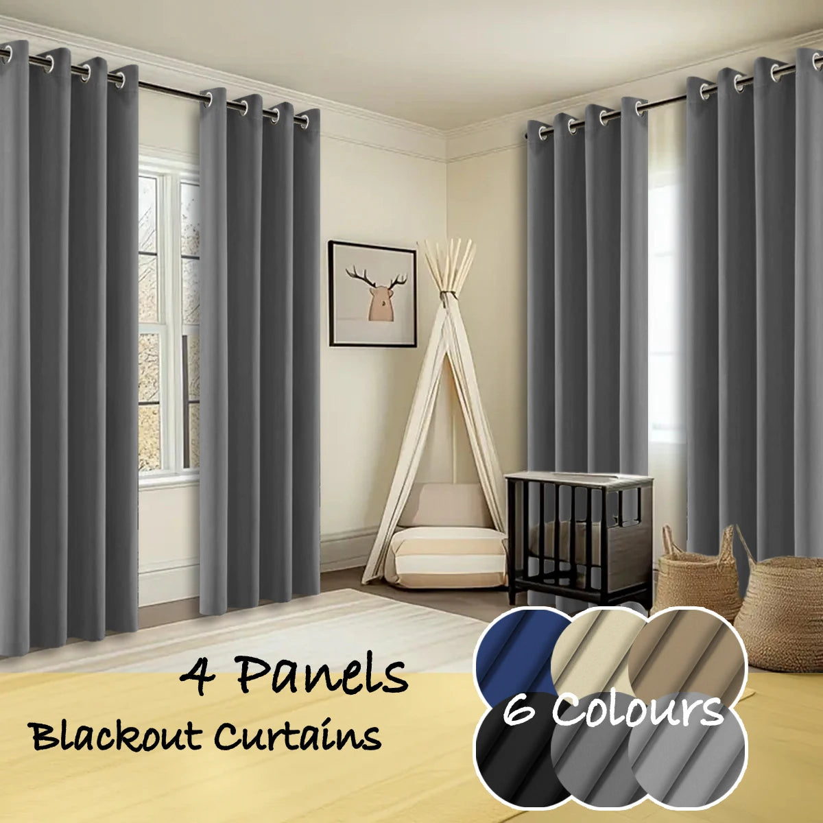 Thermal Insulated Blackout Curtains With Ring Top for Bedroom Windows