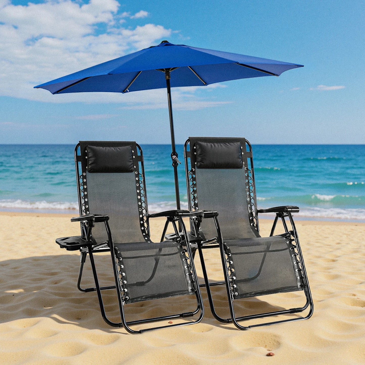JHK Zero Gravity Portable Outdoor Recliner With Cup Holder