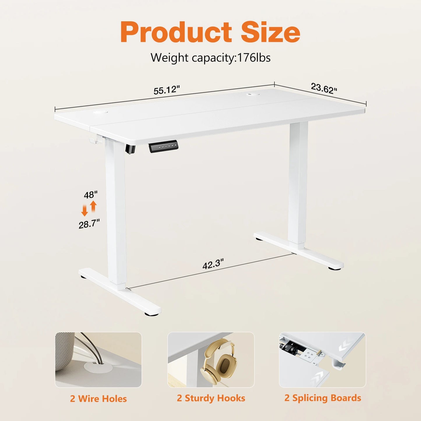 JHK Electric Height Adjustable Standing Desk For Office Gaming