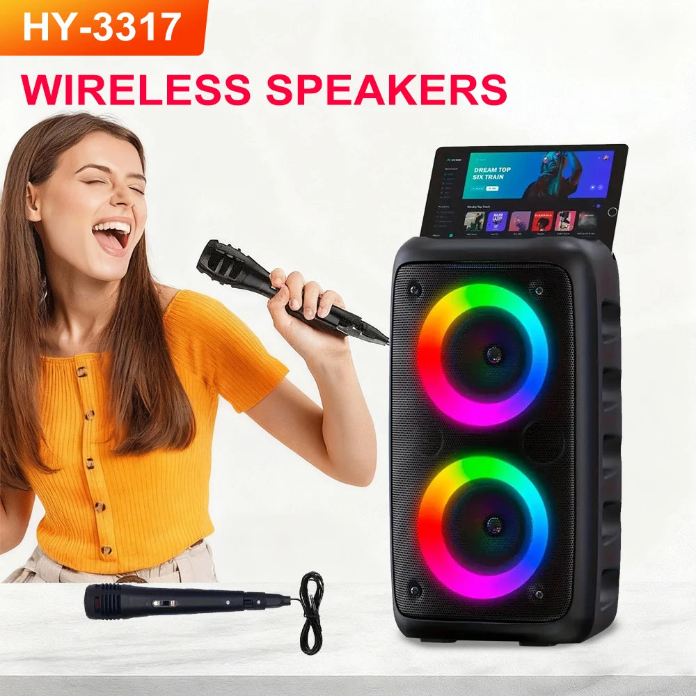 ZNLYRION HY-3317 Portable Bluetooth Karaoke Speaker With Mic And RGB Light