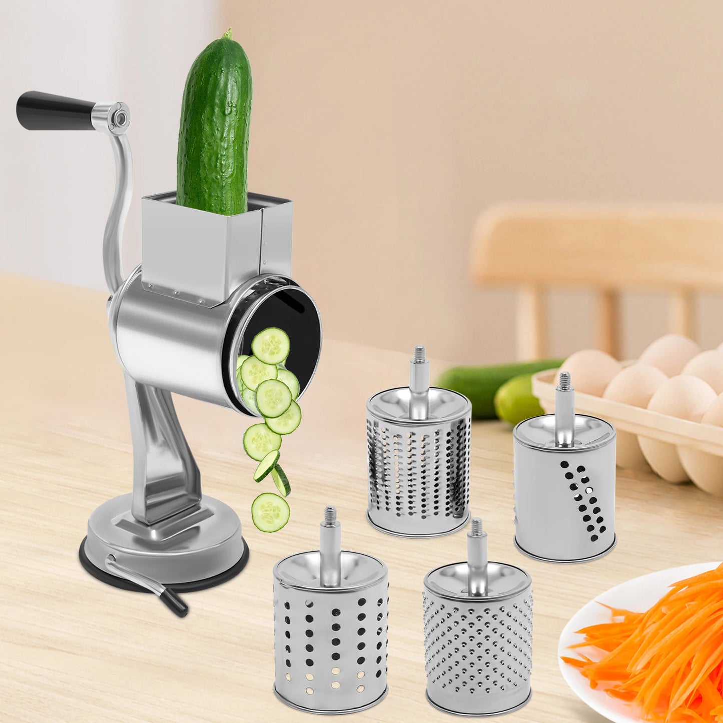 Five Blade Stainless Steel Rotary Grater For Vegetables