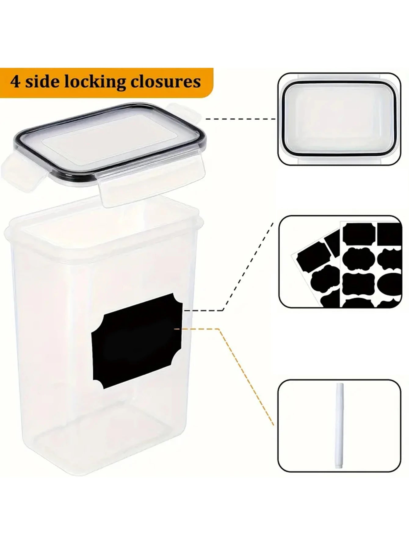 Airtight Food Storage Containers With Labels For Kitchen Organization