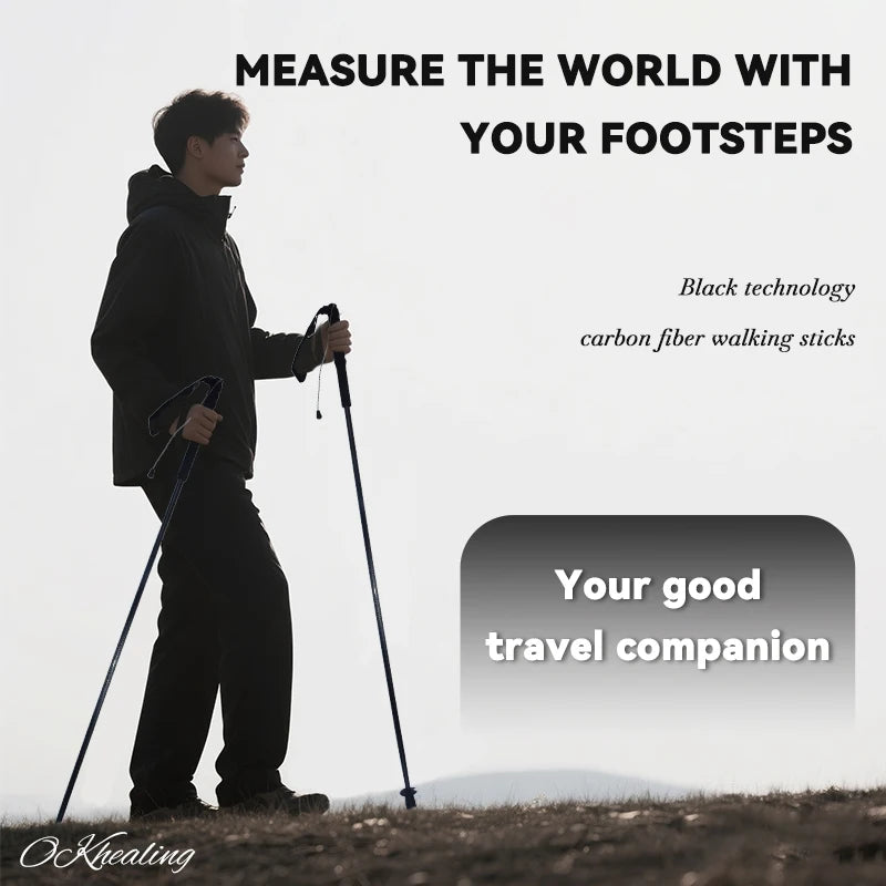 Okhealing Carbon Fiber Foldable Antishock Trekking Poles