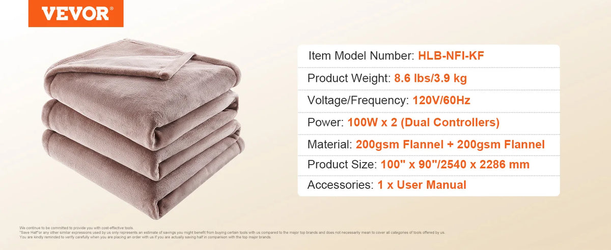 Electric Heated Throw Blanket With Timer And Adjustable Heat Controls
