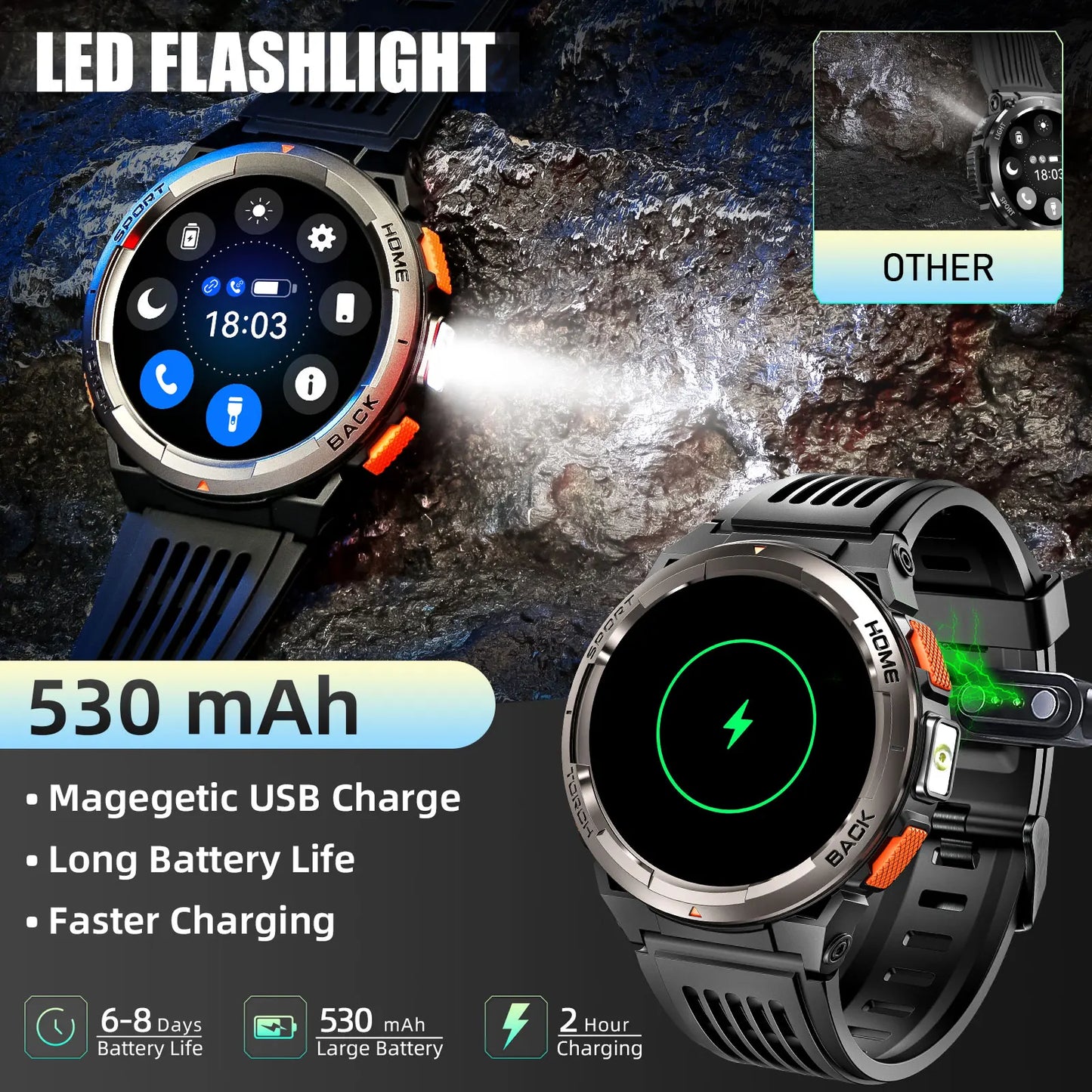 EIGIIS KE5 Smart Watch With Waterproof Sports Tracker And Compass