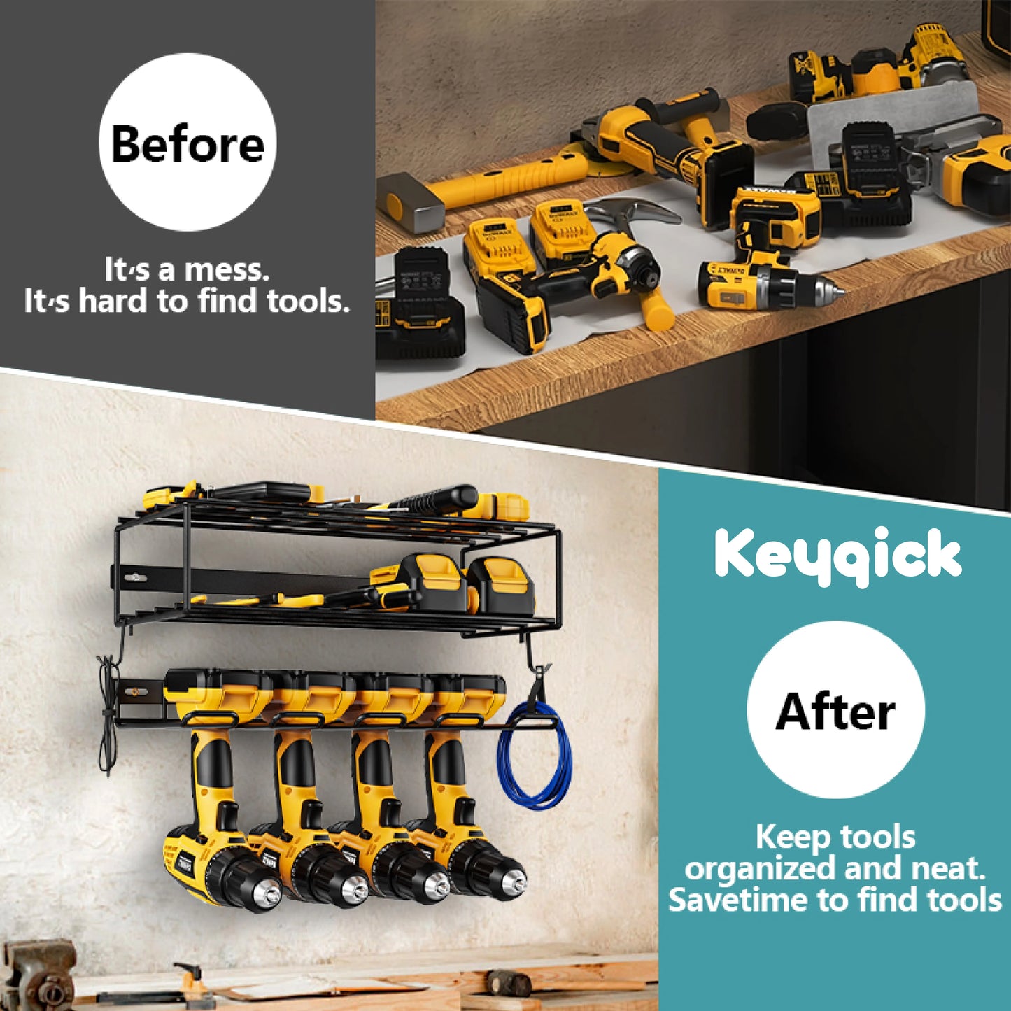Heavy Duty Multi-Function Double Layer Wall Mount Tool Rack