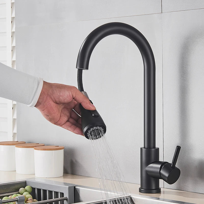 MYQualife Deck Mounted Pull Out Kitchen Sink Faucet
