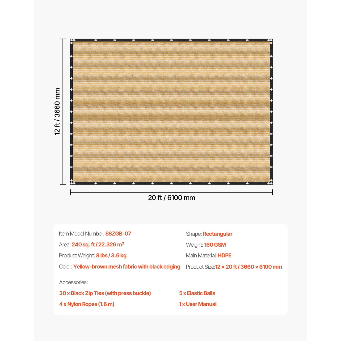 SucceBuy 90% Sun Shade Cloth Hdpe Canopy For Garden