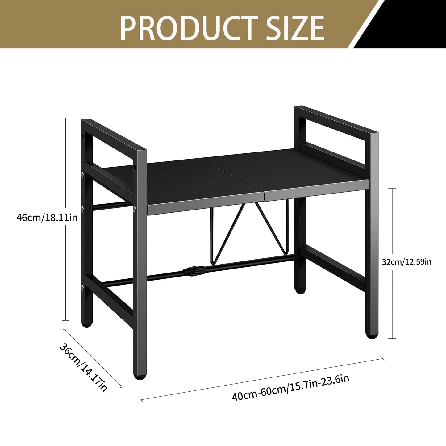 Expandable Microwave Shelf Organizer For Countertop Tableware Storage