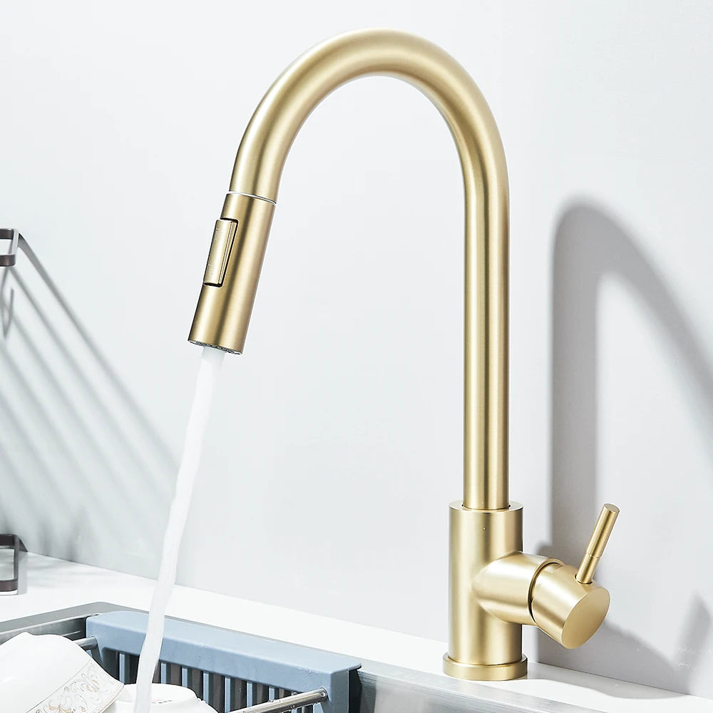 MYQualife Deck Mounted Pull Out Kitchen Sink Faucet