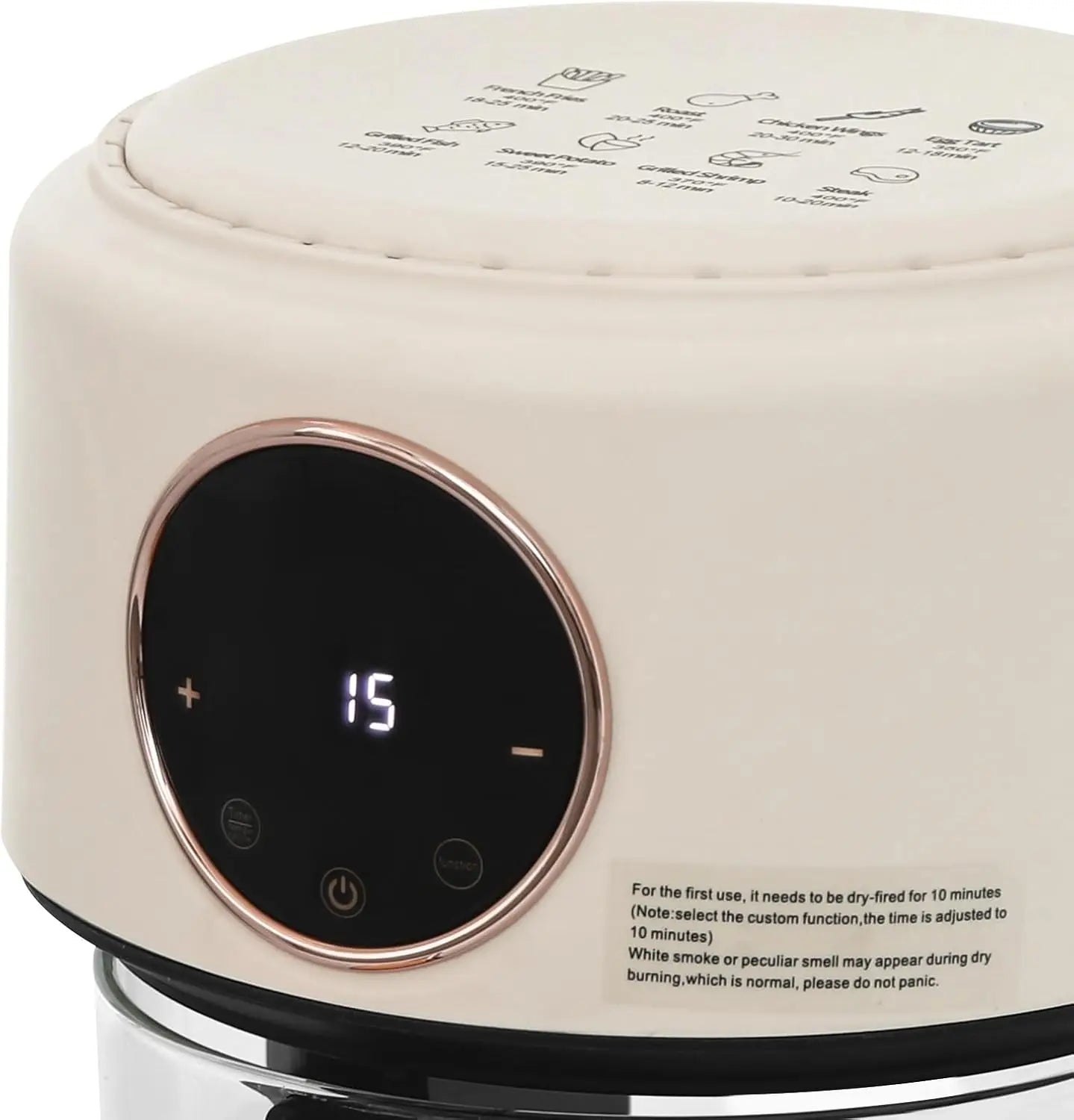 Portable Glass Digital Air Fryer With Eight Preset Cooking Modes And Fast Preheat
