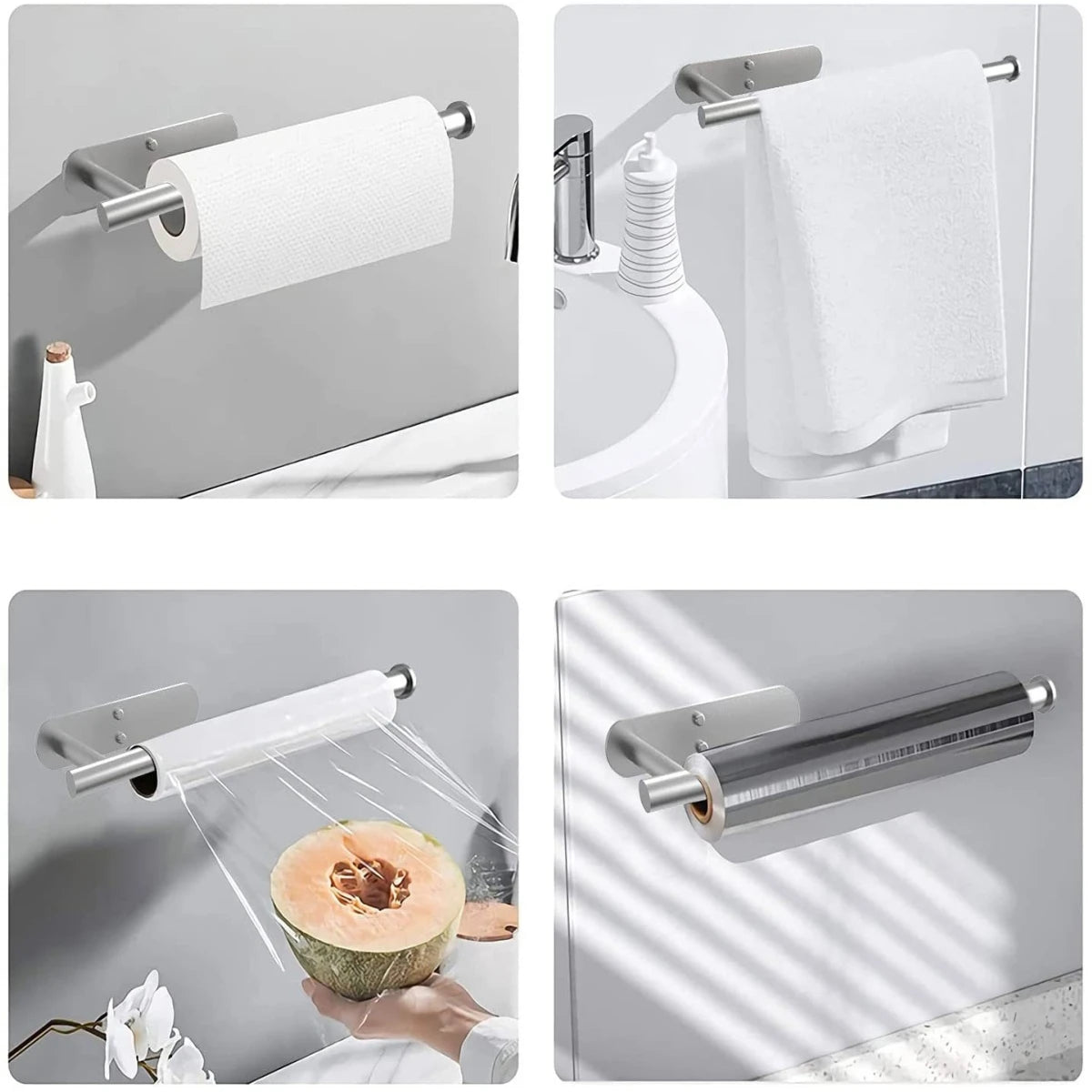 Metal Adhesive Paper Towel Holder For Kitchen Storage