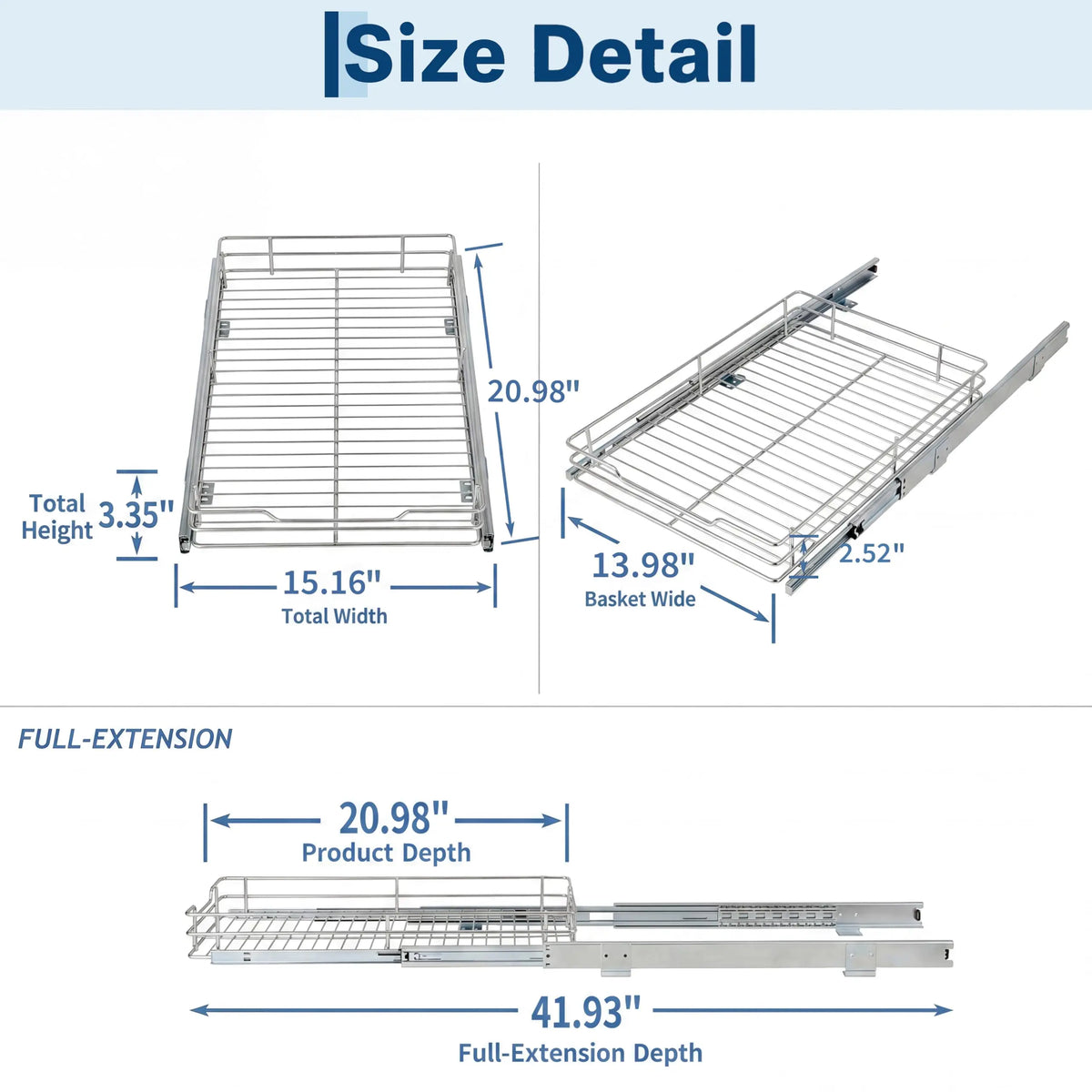 HiMISS Pull Out Cabinet Organizer Heavy Duty Sliding Storage Shelf