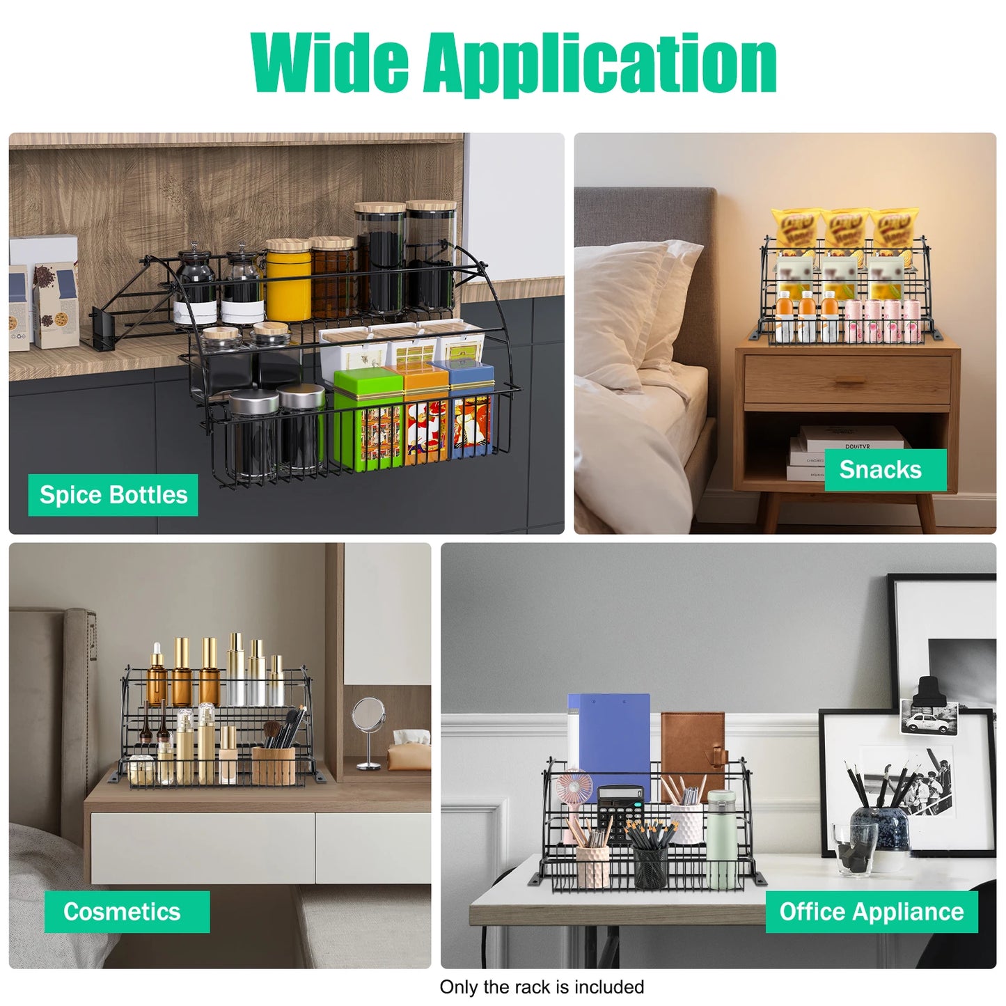3-Tier Metal Spice Rack Organizer With Pull Down Cabinet Storage Shelf
