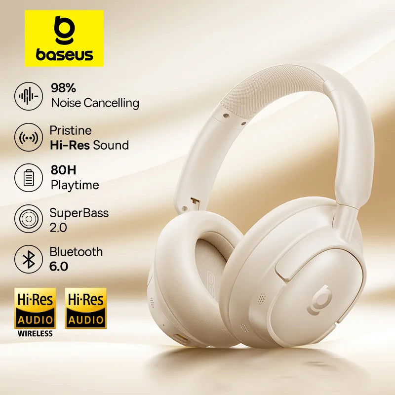 Baseus Wireless Over Ear Headphones Active Noise Cancellation Spatial Audio