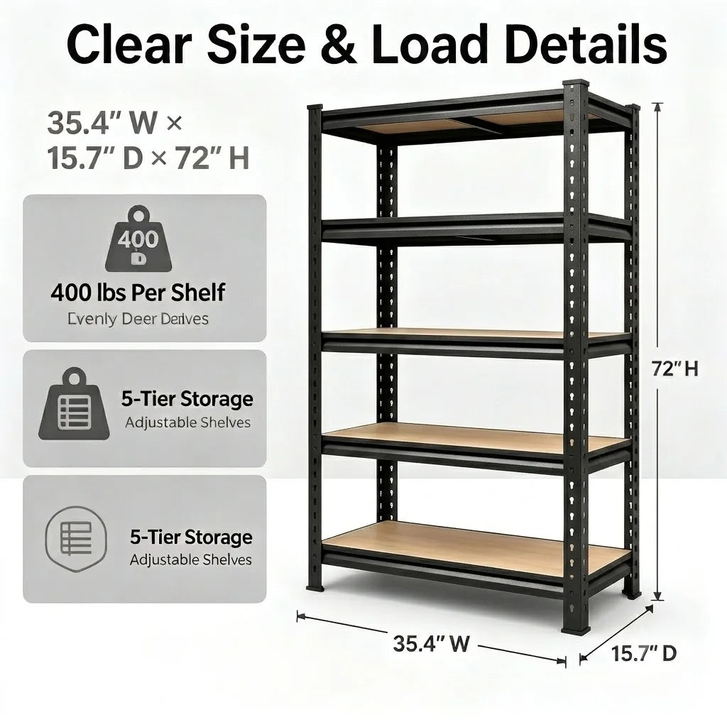 Heavy Duty Metal Storage Rack 5 Tier Utility Shelf