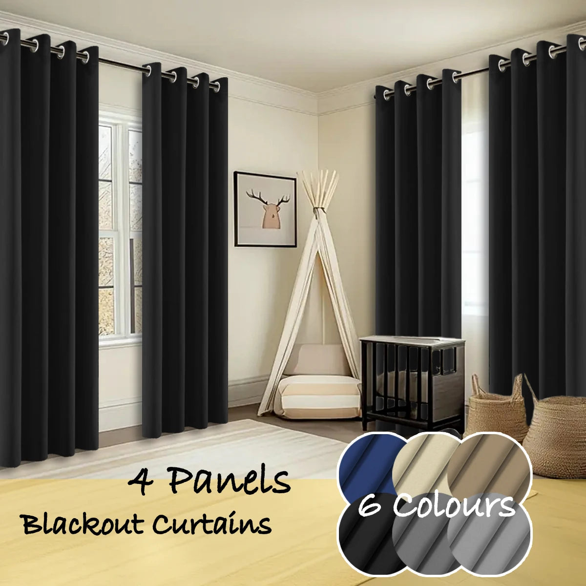 Thermal Insulated Blackout Curtains With Ring Top for Bedroom Windows